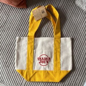 Trader Joe's Yellow and White Tote Bag